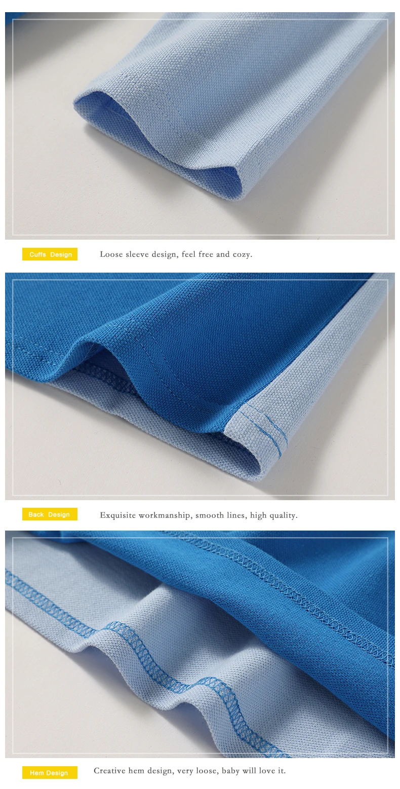 Boys Long Sleeve Polo Shirt Kids Contrast Color Collar Tops Children Casual Deer Embroidery Blue Yellow T Shirts for 3-14 Years