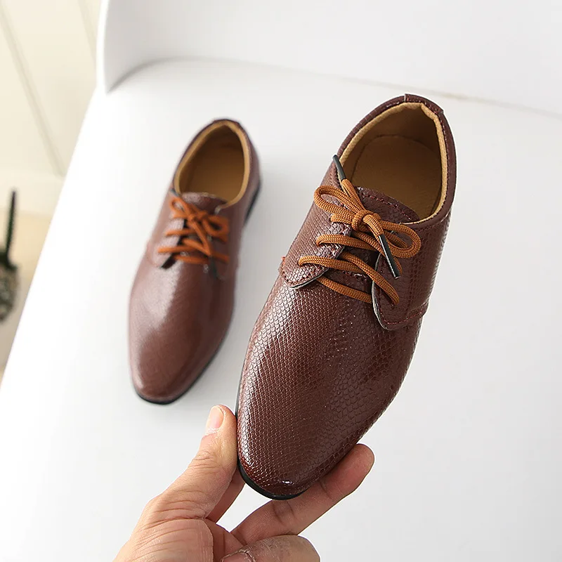 2026 Boys Leather Shoes Kids Flats Lace-up Children's Wedding Shoes For Toddlers Boy & Big Boys Fashion For Performance