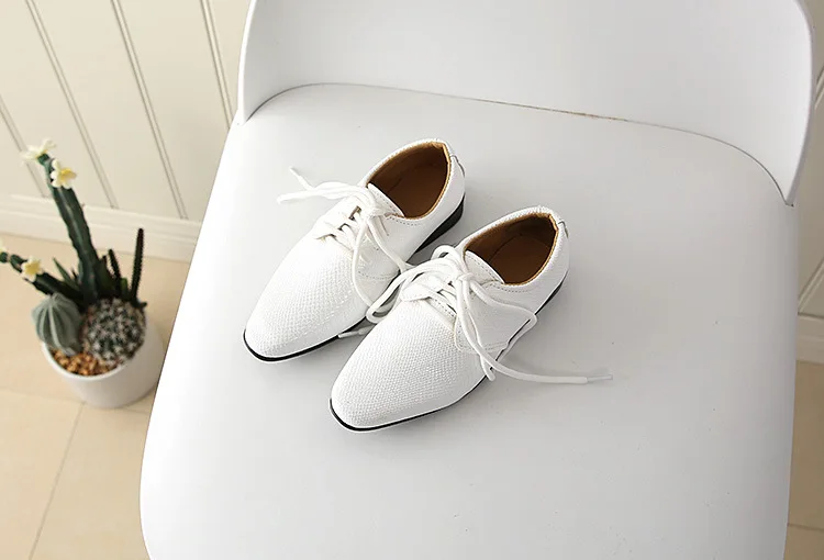 2026 Boys Leather Shoes Kids Flats Lace-up Children's Wedding Shoes For Toddlers Boy & Big Boys Fashion For Performance