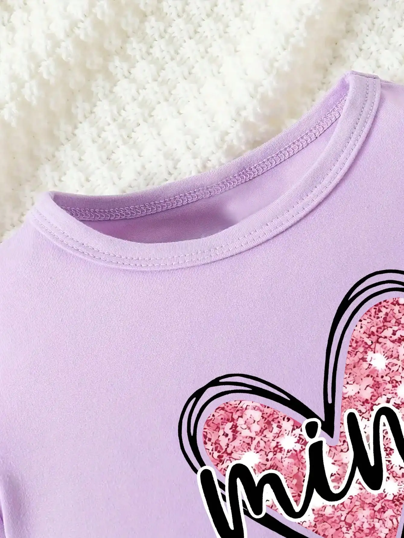 2026 Girls' Love Letter Printed Two Piece Set Round Neck Short Sleeved T-shirt + Loose Solid Color Shorts Set Summer Set