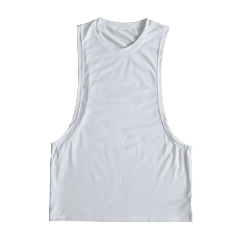 Summer Men's Wide Shoulder Vest Solid Color Sports Side Large Split Loose Vest Sleeveless Vest