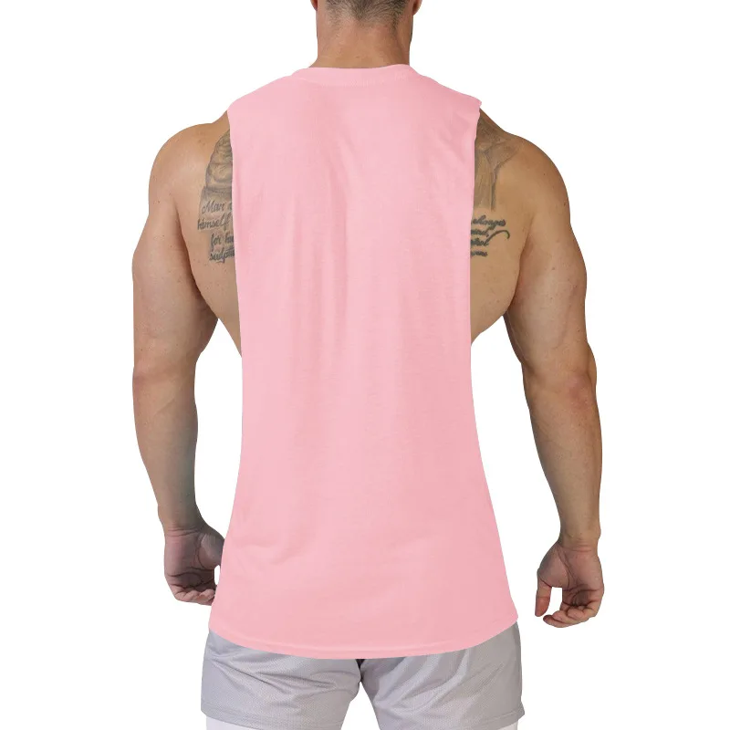Summer Men's Wide Shoulder Vest Solid Color Sports Side Large Split Loose Vest Sleeveless Vest