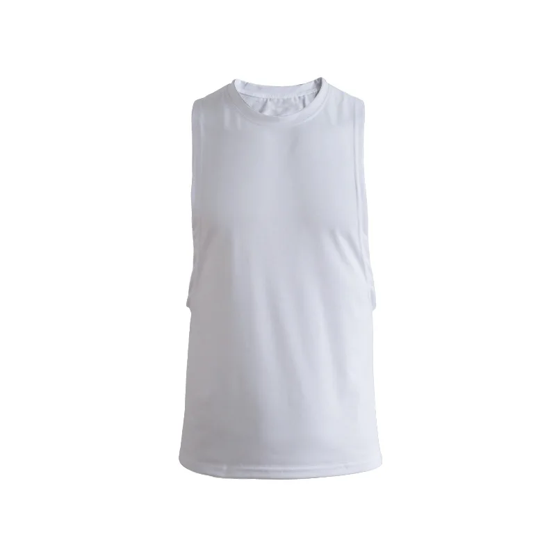 Summer Men's Wide Shoulder Vest Solid Color Sports Side Large Split Loose Vest Sleeveless Vest
