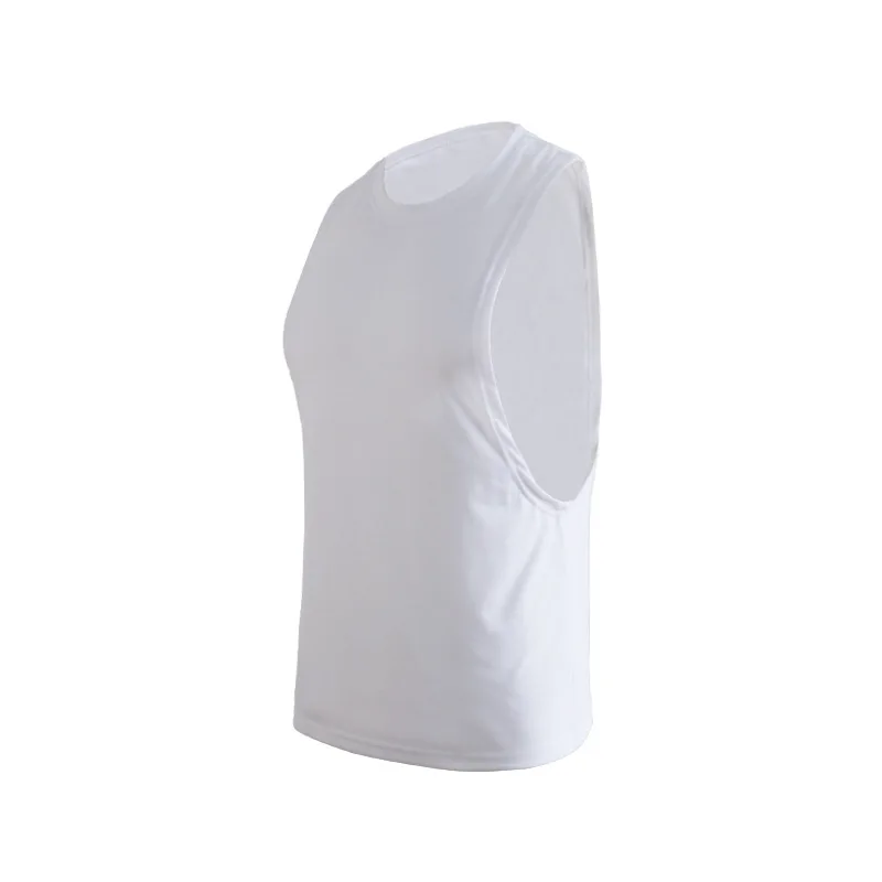 Summer Men's Wide Shoulder Vest Solid Color Sports Side Large Split Loose Vest Sleeveless Vest