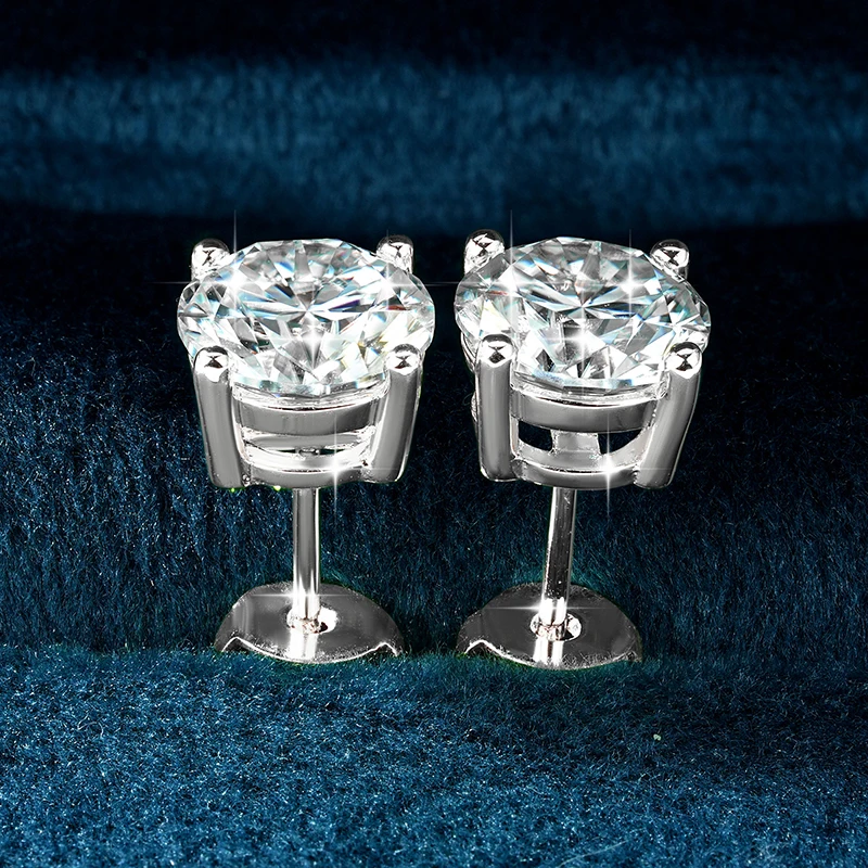 Lnngy 0.3-2CT Moissanite Stud Earrings for Women 14k Gold Filled Sparkling Four Claws Lab Diamond Earring With Certificates