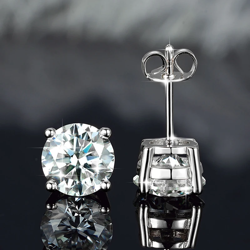 Lnngy 0.3-2CT Moissanite Stud Earrings for Women 14k Gold Filled Sparkling Four Claws Lab Diamond Earring With Certificates