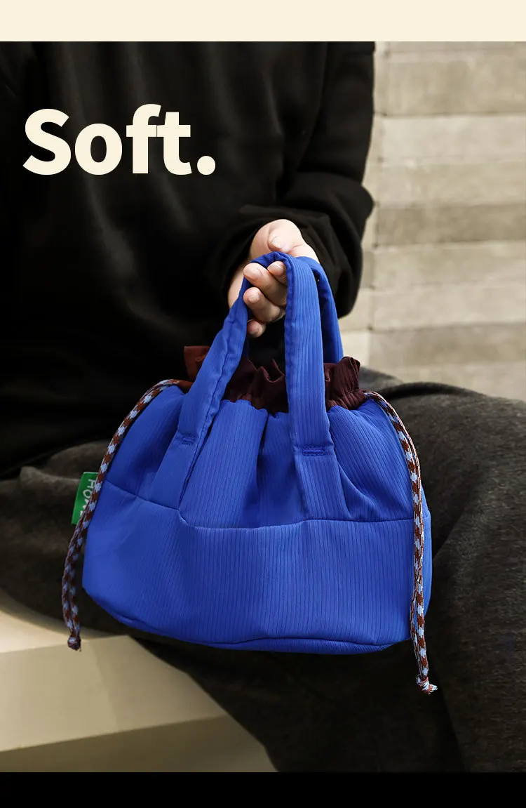 Canvas Drawstring Insulated Aluminum Foil Lunch Bag Handle Outdoor Travel Picnic Student Bento Handbag Lunch Storage Bags
