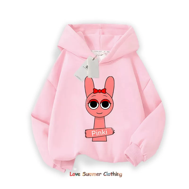 Sprunki Thick Hoodie for Children Anime Cartoon Fashion Sweatshirt Boys Girls Autumn Winter Hip Hop Hooded Hoodies Kids Clothes