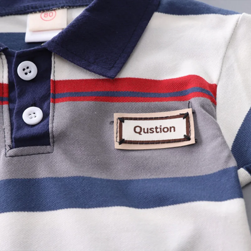 Summer Baby Boys Clothing Set Cotton Short Sleeve Striped Lapel Shirt Shorts 2Pcs Suit For 1-5 Years Kids Children Casual Outfit