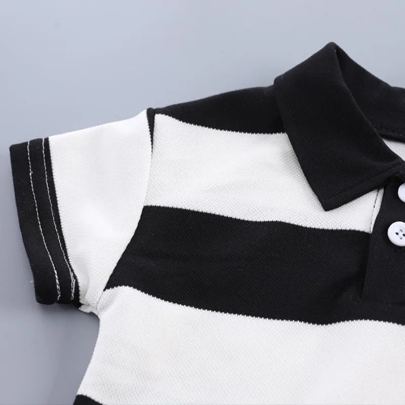 Summer Baby Boys Clothing Set Cotton Short Sleeve Striped Lapel Shirt Shorts 2Pcs Suit For 1-5 Years Kids Children Casual Outfit