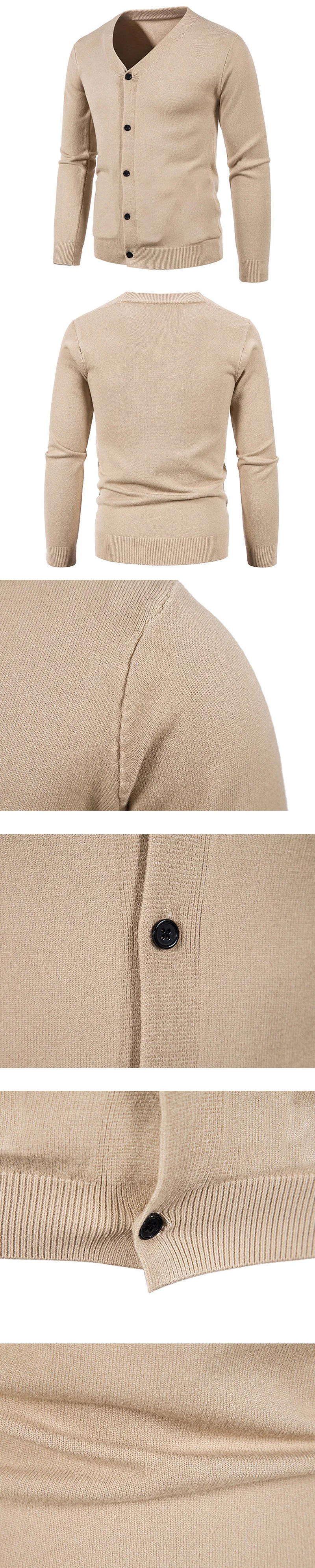 Mens New V-Neck Knitted Cardigan Long Sleeve Button Down Sweater Coat Solid Color Lightweight Thick Warm Winter Outerwear