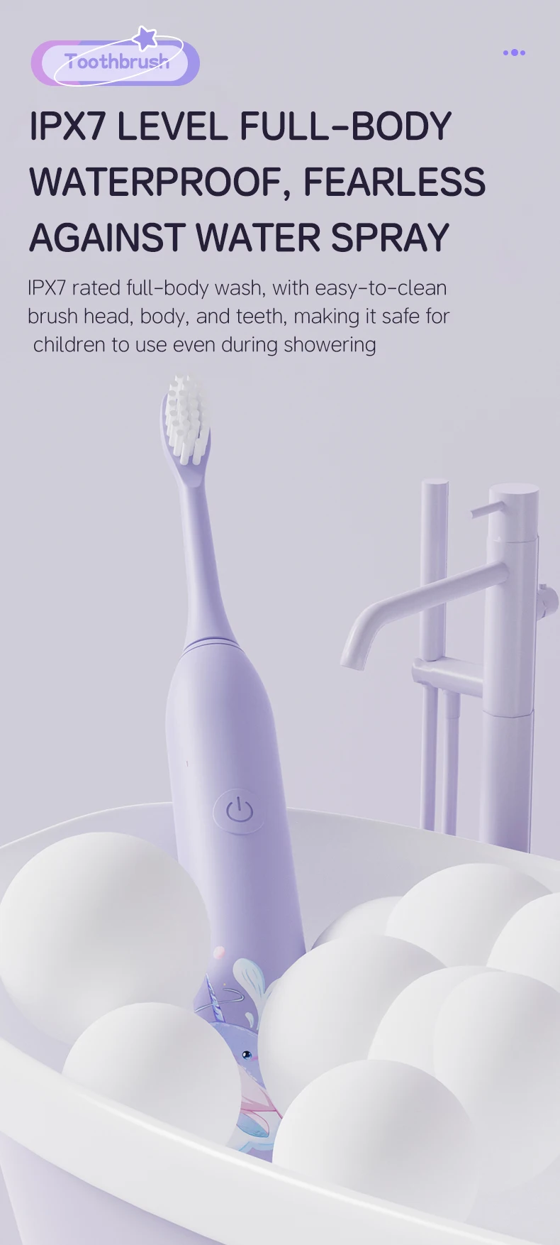 Children's Electric Toothbrush Color Cartoon Kids With Replacement Heads Soft Hair Cleaning Brush Rechargeable Sonic Toothbrush