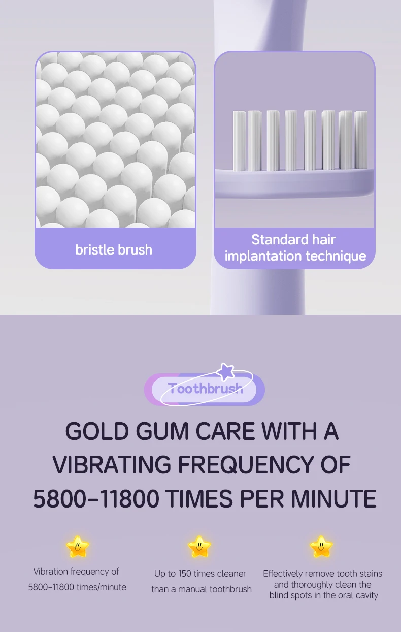 Children's Electric Toothbrush Color Cartoon Kids With Replacement Heads Soft Hair Cleaning Brush Rechargeable Sonic Toothbrush