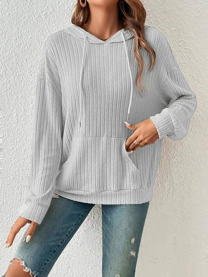 Autumn Winter European American Hooded Knitwear Long Sleeve Striped Kangaroo Pocket Sweater for Men