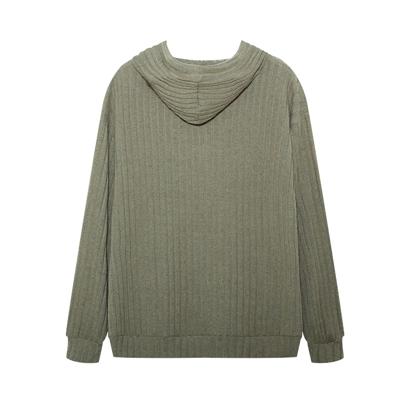Autumn Winter European American Hooded Knitwear Long Sleeve Striped Kangaroo Pocket Sweater for Men
