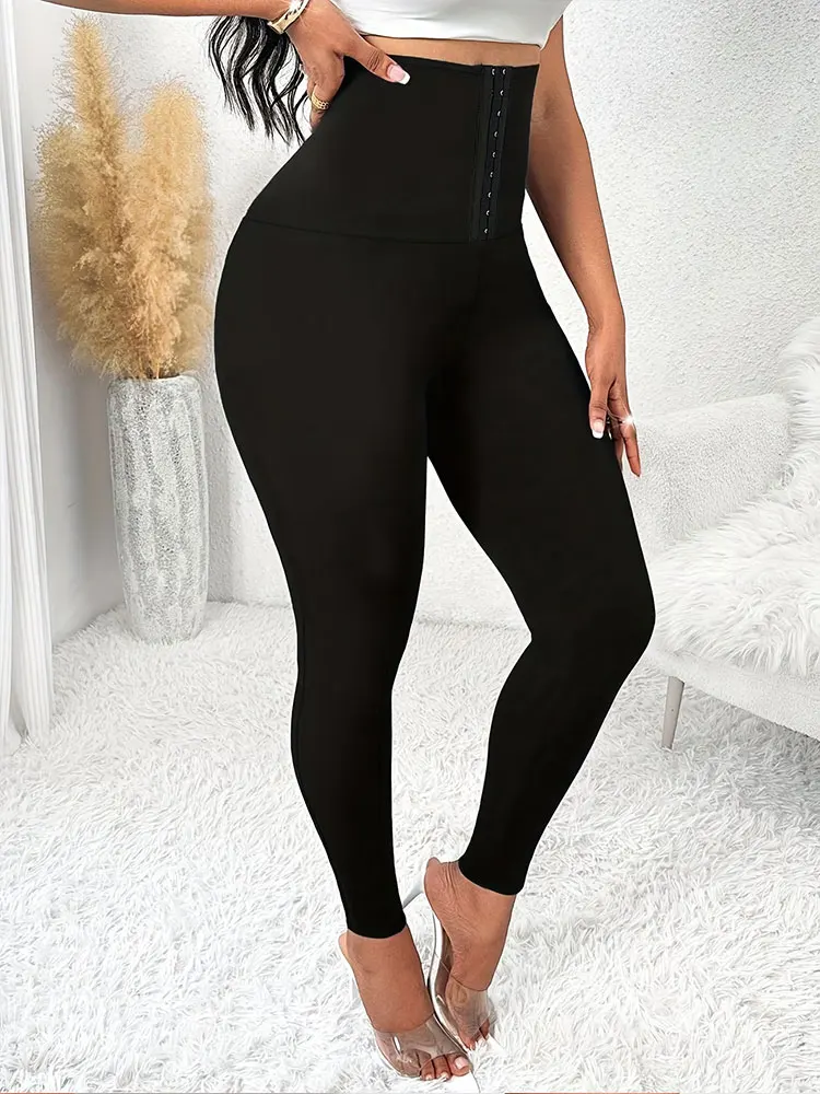 Women's New Corset Leggings Elastic Comfortable Slim Yoga Pants Button Closure Tummy Control Design For Belly Fat Slimming Pants