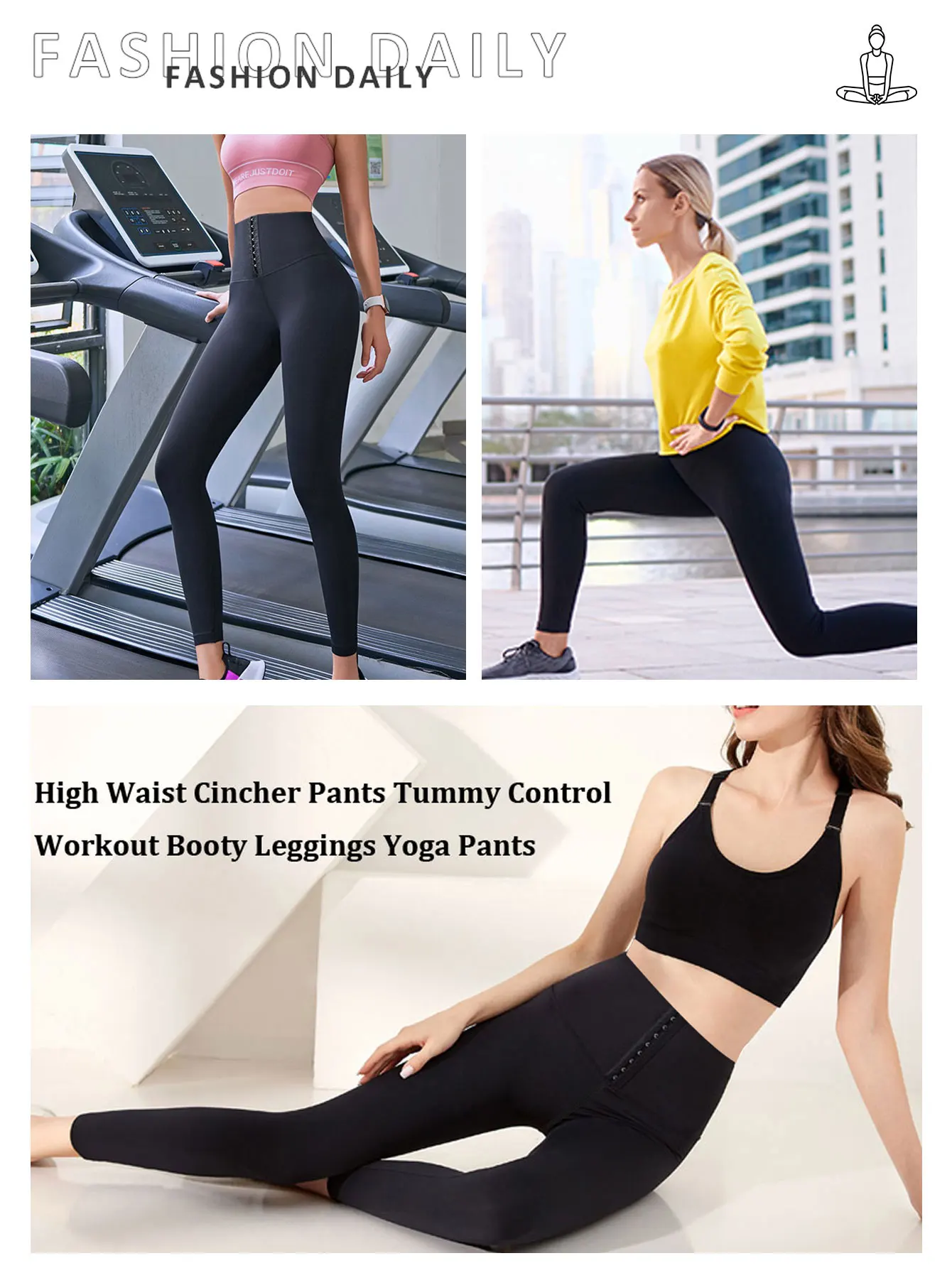 Women's New Corset Leggings Elastic Comfortable Slim Yoga Pants Button Closure Tummy Control Design For Belly Fat Slimming Pants