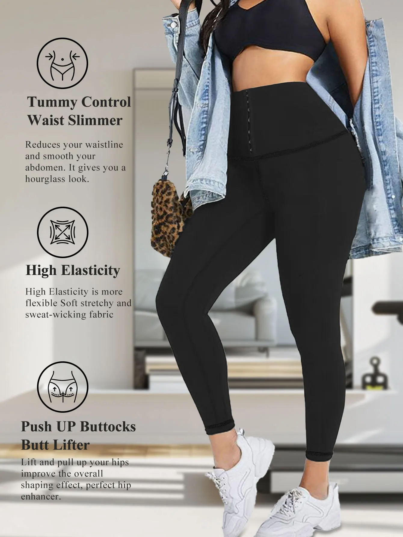 Women's New Corset Leggings Elastic Comfortable Slim Yoga Pants Button Closure Tummy Control Design For Belly Fat Slimming Pants