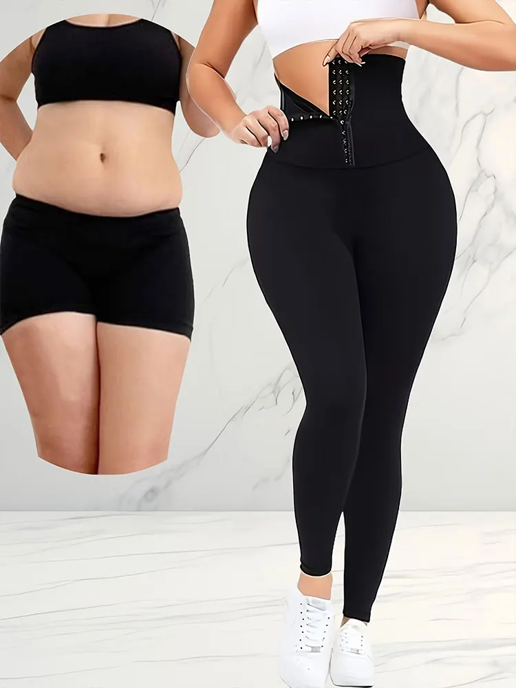Women's New Corset Leggings Elastic Comfortable Slim Yoga Pants Button Closure Tummy Control Design For Belly Fat Slimming Pants