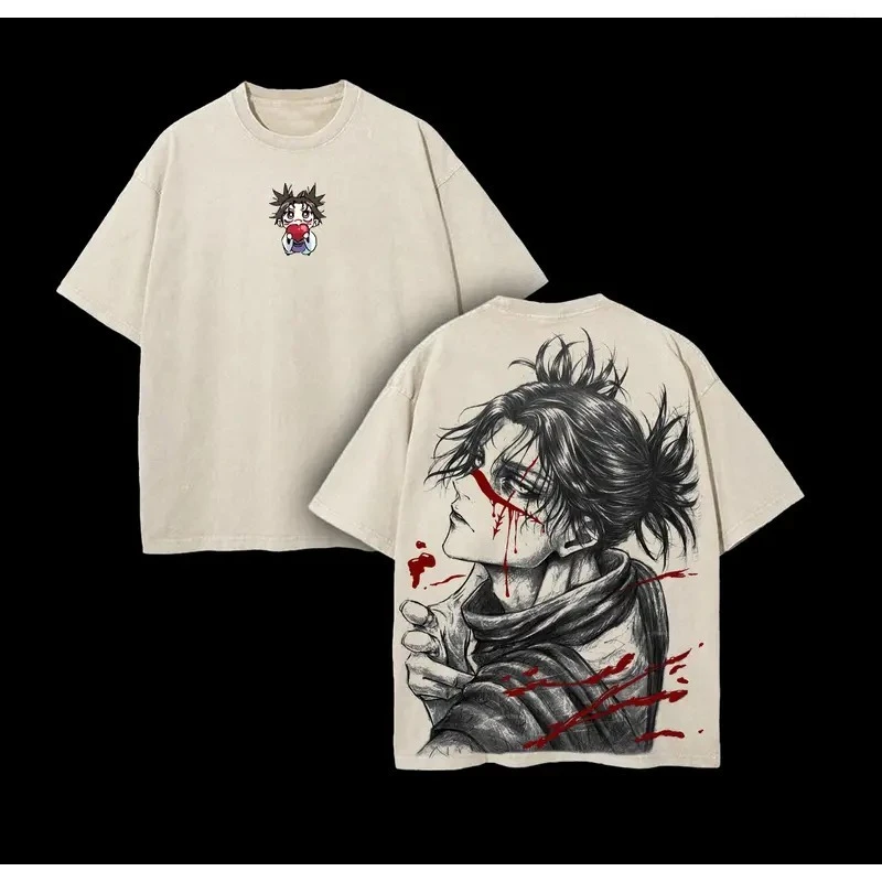 Choso Printed Tee Anime Jujutsu Kaisen Clothing Men Women Retro Washed T-shirts Casual Loose Tshirt Harajuku Male Cotton T Shirt