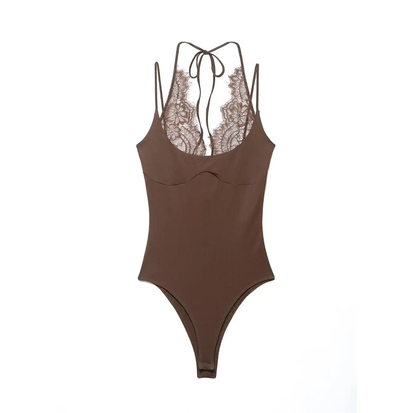 TFMLN Women Sexy Slim Bodysuits Chic Lace Partwork Sleeveless Fashion Backless Sling Tops 2026 Newest Lady Casual Playsuit
