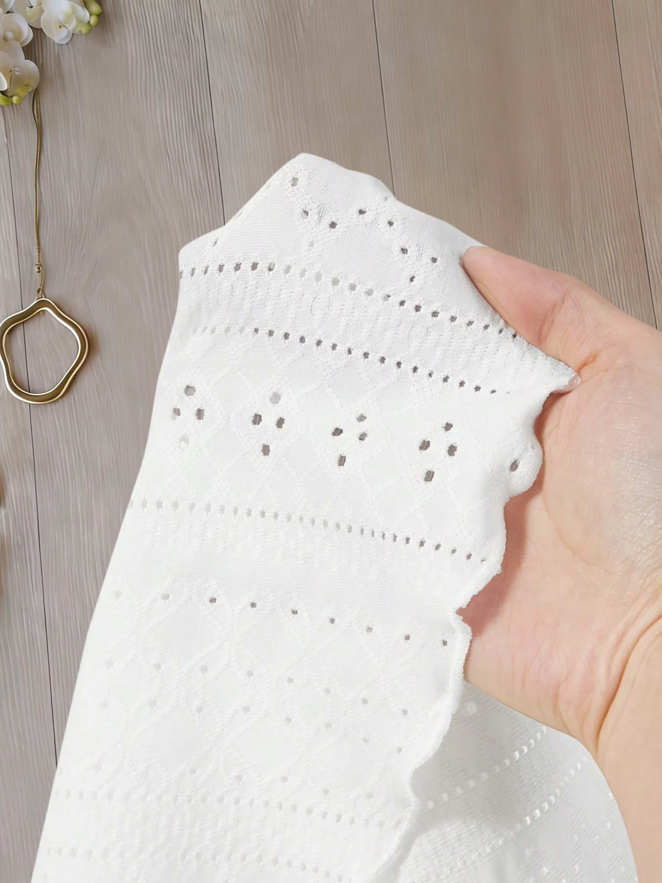 Plus Size Women's White Eyelet Spaghetti Strap Peplum Top