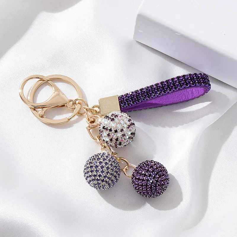 Women's Fashion Jewelry Rhinestone Covered Ball Key Ring Car Keychain Bag Pendant - Elegant Accessory for Automobile Keys