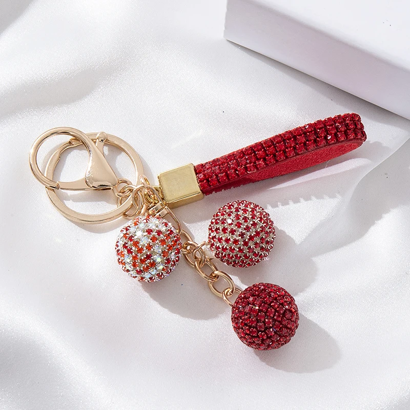 Women's Fashion Jewelry Rhinestone Covered Ball Key Ring Car Keychain Bag Pendant - Elegant Accessory for Automobile Keys