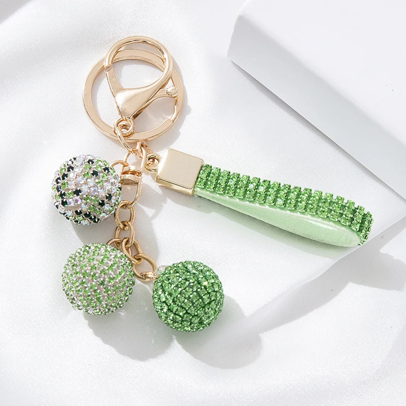 Women's Fashion Jewelry Rhinestone Covered Ball Key Ring Car Keychain Bag Pendant - Elegant Accessory for Automobile Keys