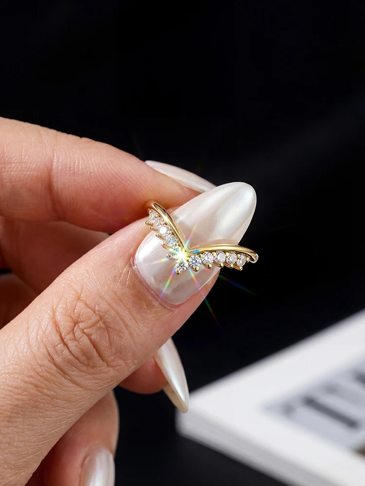925 Sterling Silver Real Moissanite Diamond Elegant Crown Ring For Women Engagement Wedding Luxury High Quality Fine Jewelry