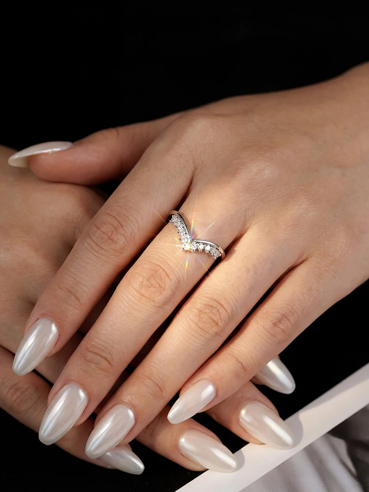 925 Sterling Silver Real Moissanite Diamond Elegant Crown Ring For Women Engagement Wedding Luxury High Quality Fine Jewelry