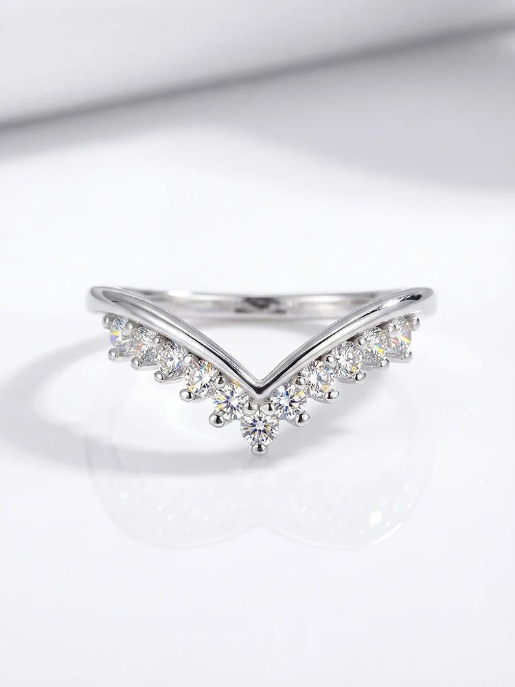 925 Sterling Silver Real Moissanite Diamond Elegant Crown Ring For Women Engagement Wedding Luxury High Quality Fine Jewelry