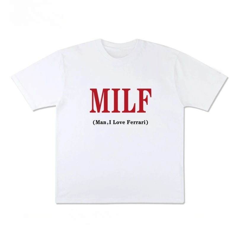 "MAN I LOVE FERRARO" - Funny English Short-Sleeve T-Shirt, Pure Cotton, Half-Sleeve, Trendy, Niche Design, Summer