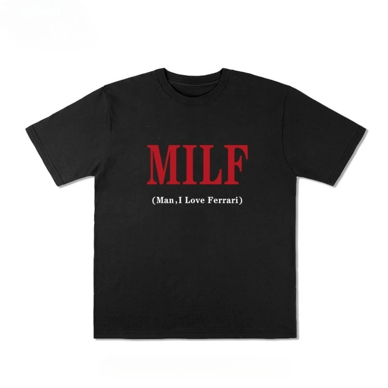 "MAN I LOVE FERRARO" - Funny English Short-Sleeve T-Shirt, Pure Cotton, Half-Sleeve, Trendy, Niche Design, Summer
