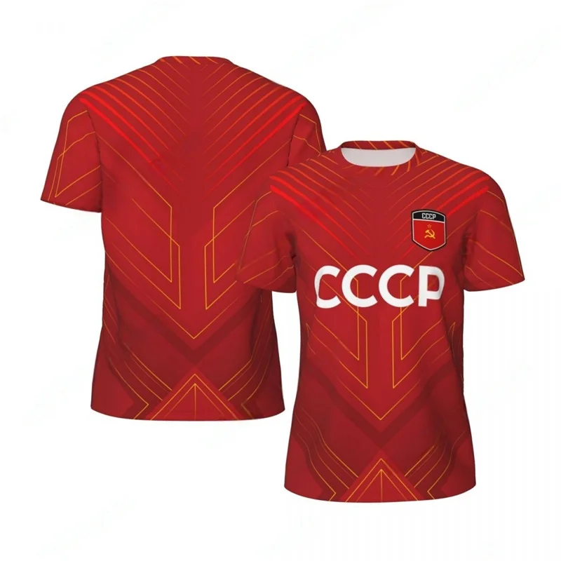 CCCP 3D Print Sports Quick-dry Breathable Men T-shirt Outdoor Football Jersey Fan Parent-child Short Sleeve Clothing Summer Top