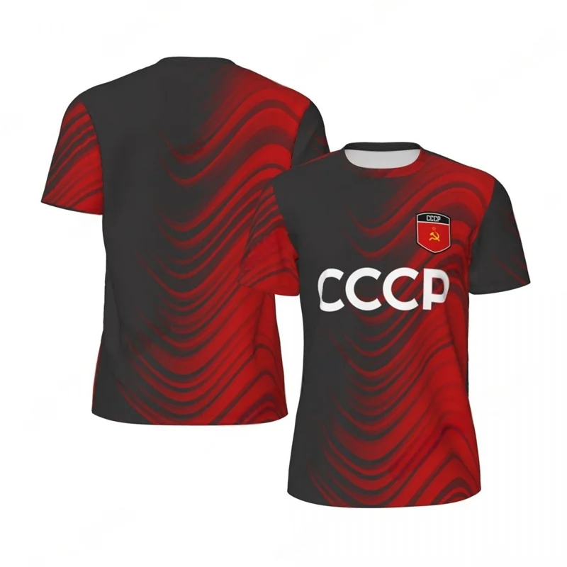 CCCP 3D Print Sports Quick-dry Breathable Men T-shirt Outdoor Football Jersey Fan Parent-child Short Sleeve Clothing Summer Top