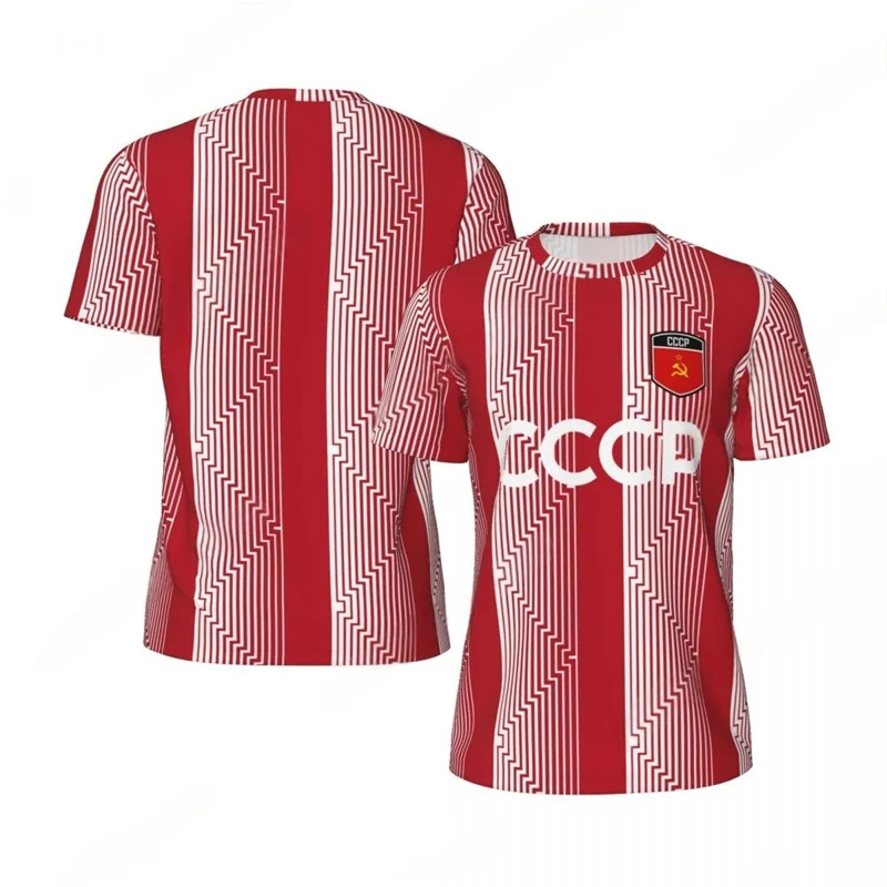 CCCP 3D Print Sports Quick-dry Breathable Men T-shirt Outdoor Football Jersey Fan Parent-child Short Sleeve Clothing Summer Top