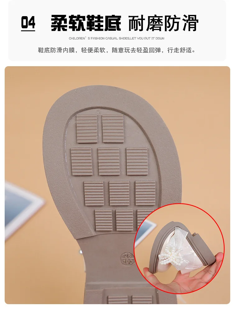 Kids'Casual Shoes Girls PU Leather Spring Fashion Bow Pearl Sport Outdoor Designer Anti-slip Black White Size 26-36