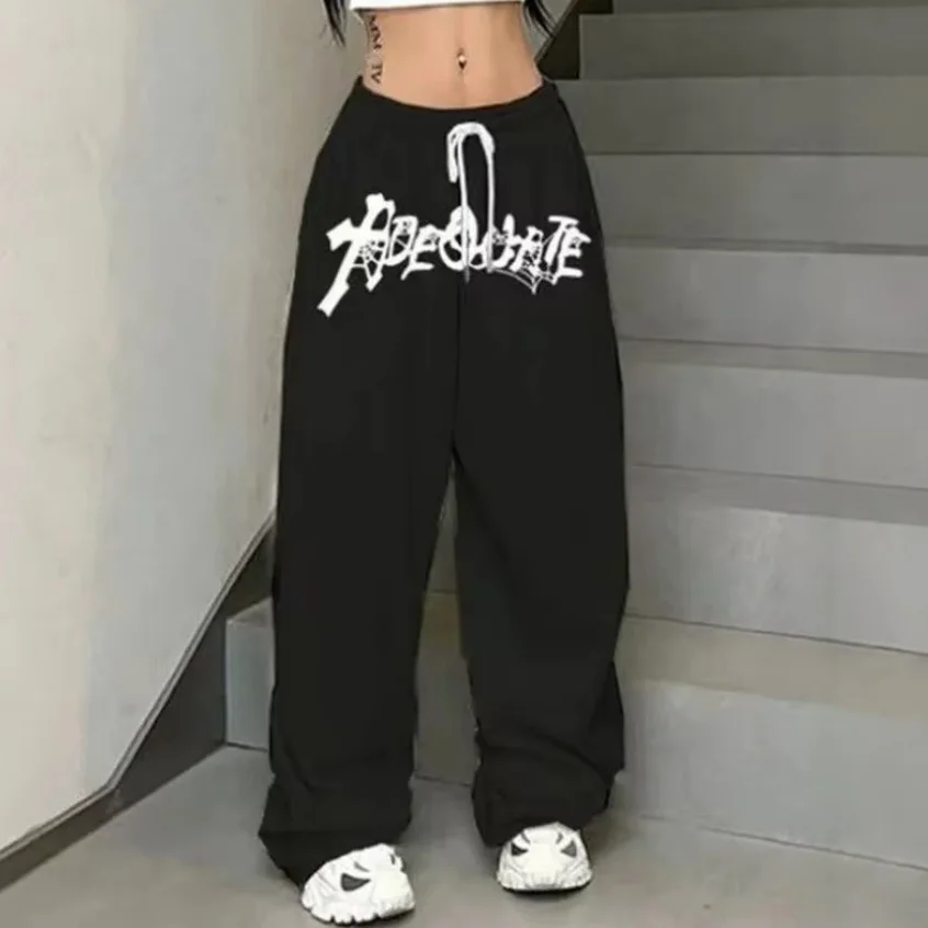 New American Style Black/White Hip Hop Jazz Dance High Waist Loose Straight Leg Wide Leg Sports Fashion Trousers For Adults/Kids