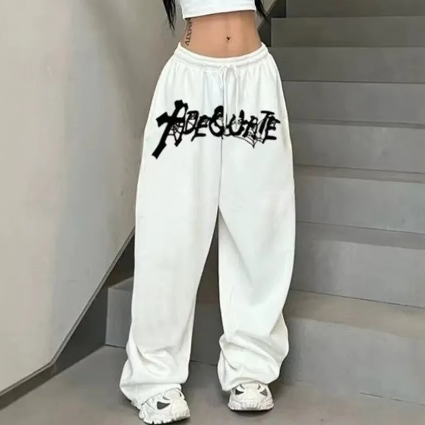 New American Style Black/White Hip Hop Jazz Dance High Waist Loose Straight Leg Wide Leg Sports Fashion Trousers For Adults/Kids