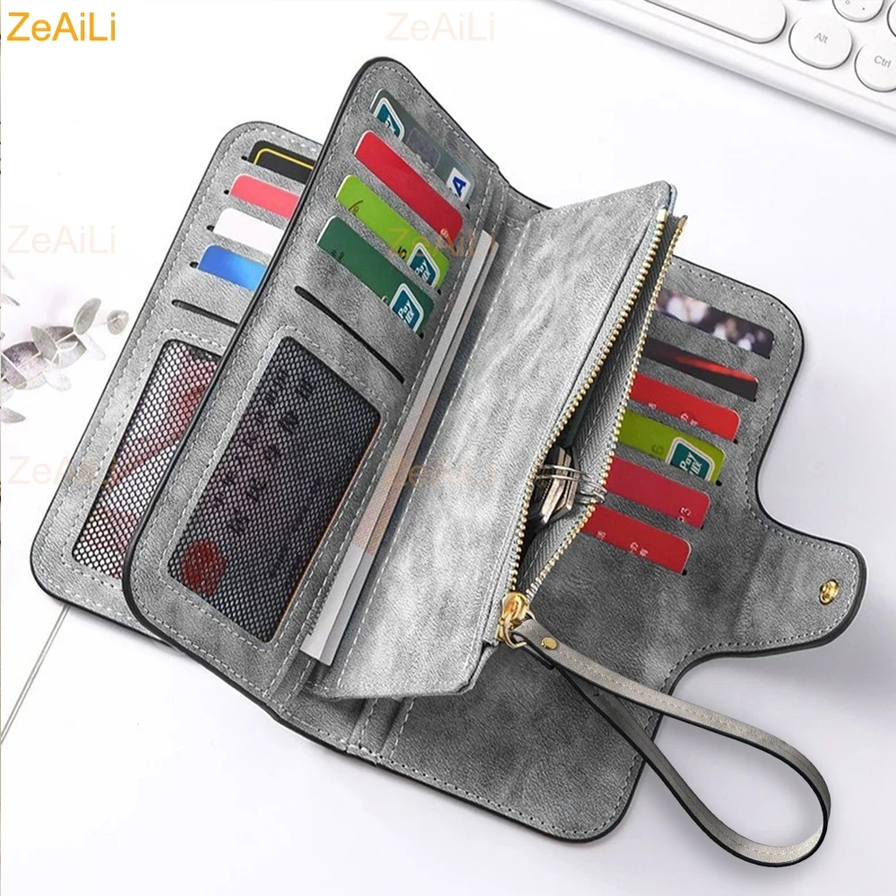 Sunflower Butterfly Pastoral Wind Women Leather Wallets For Woman Long Zipper Large Ladies Clutch Bag Female Purse Card Holder