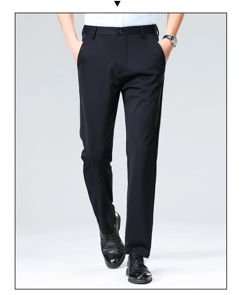 2026 Fashion Men's Stretch Pants Flat Front Formal Dress Pants Black Navy Office Work Pants for Business Party Commuting