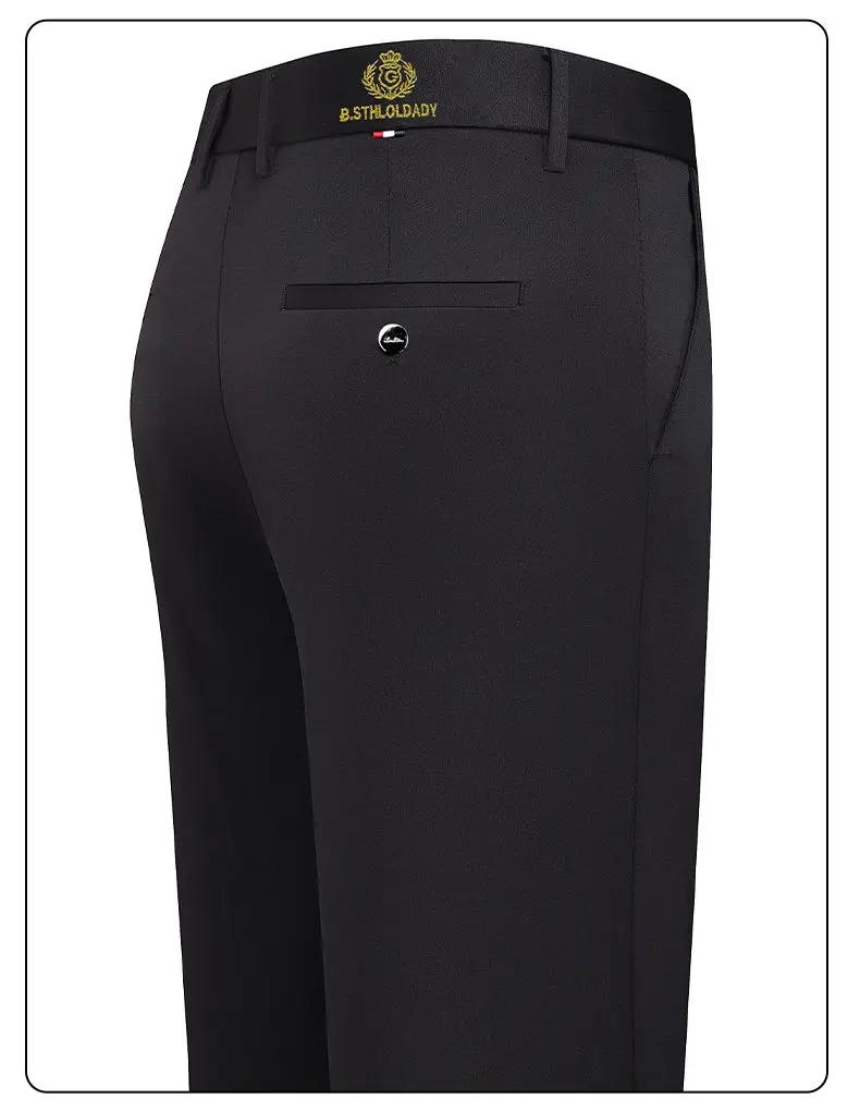2026 Fashion Men's Stretch Pants Flat Front Formal Dress Pants Black Navy Office Work Pants for Business Party Commuting