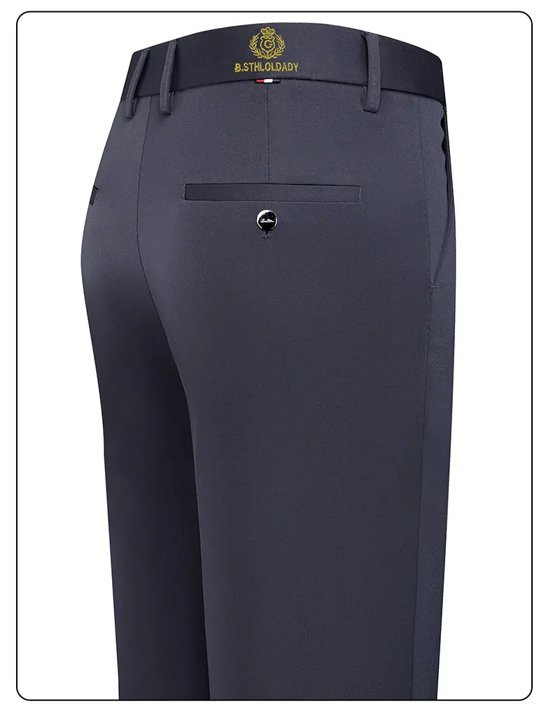 2026 Fashion Men's Stretch Pants Flat Front Formal Dress Pants Black Navy Office Work Pants for Business Party Commuting