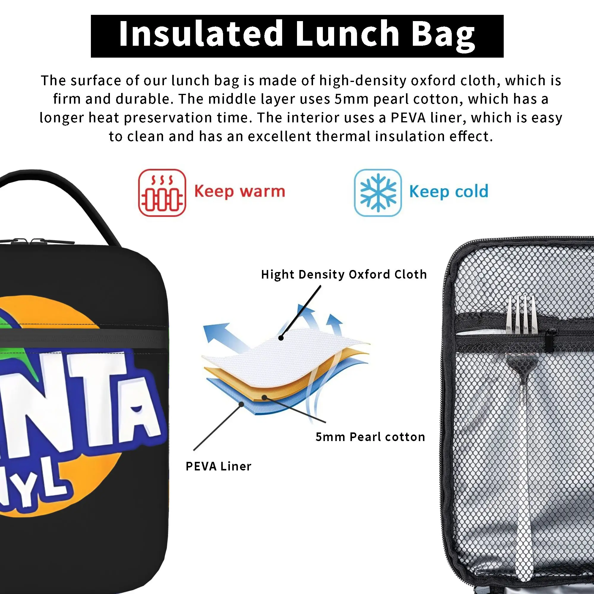 F-Fenta NYL Lunch Bag For Men Print Lunch Box Leisure Travel Cooler Bag Portable Oxford Thermal Lunch Bags