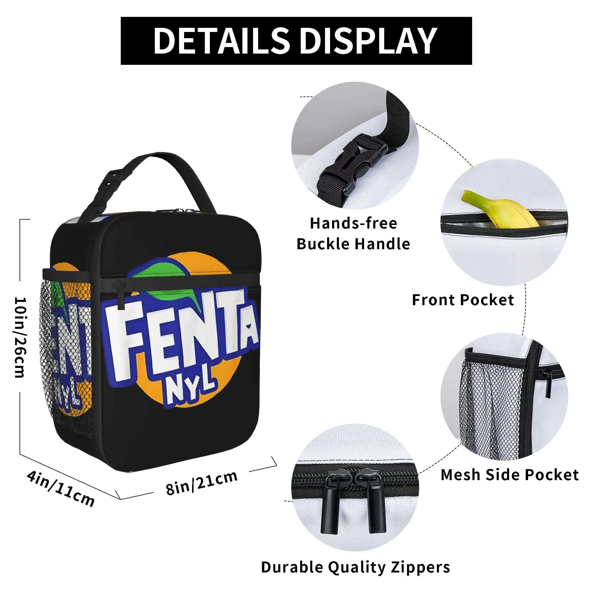 F-Fenta NYL Lunch Bag For Men Print Lunch Box Leisure Travel Cooler Bag Portable Oxford Thermal Lunch Bags