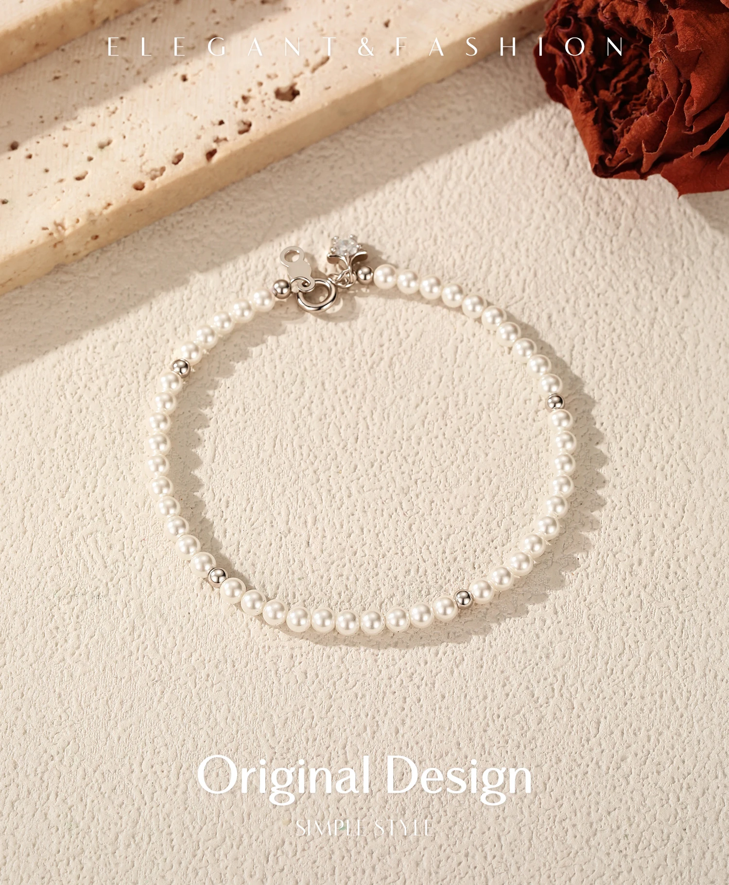 MODIAN Elegant Pearls Beaded Bracelet 925 Sterling Sliver Sweet Shining Star CZ Bracelet For Women Fine Jewelry Gifts