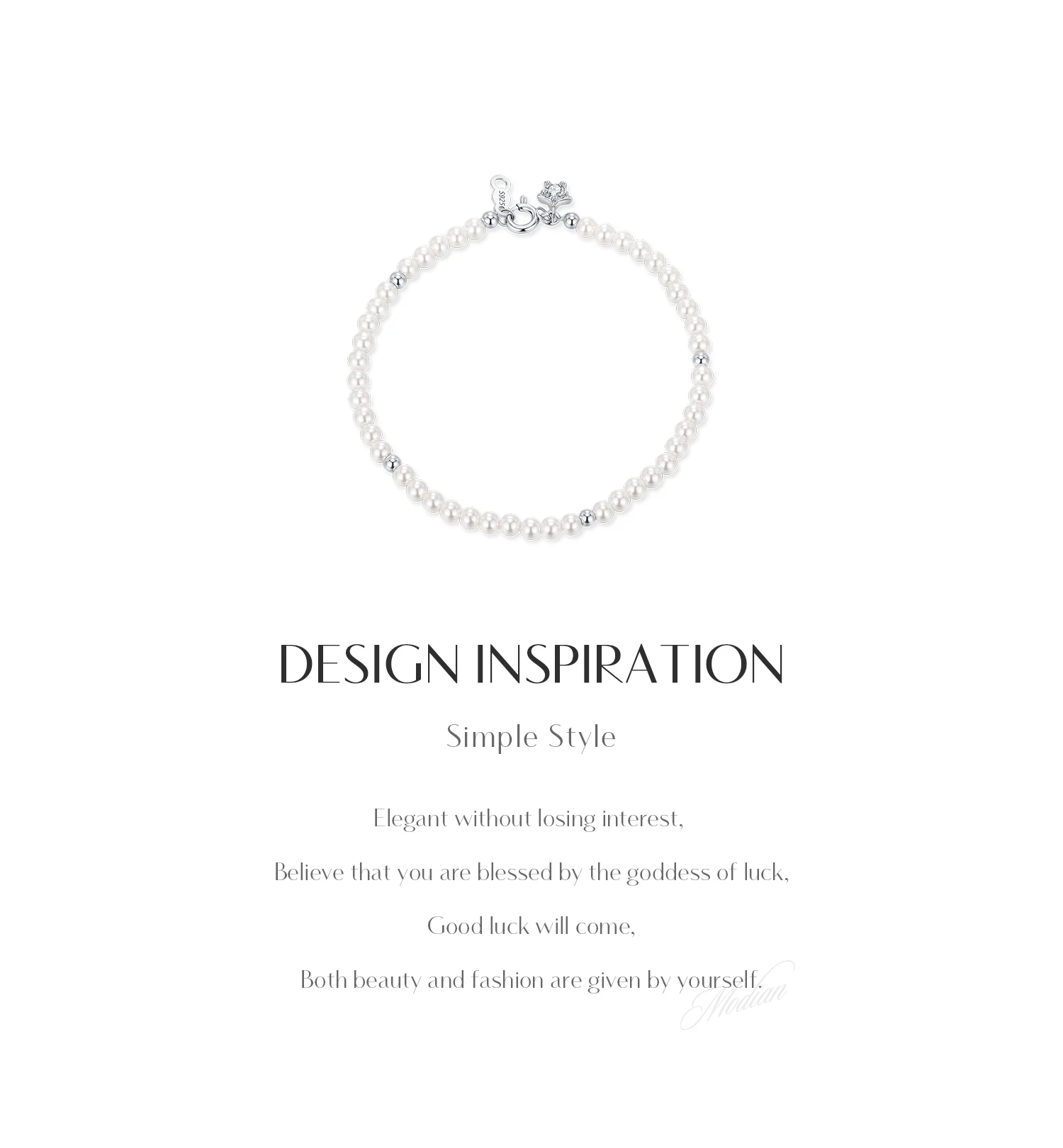 MODIAN Elegant Pearls Beaded Bracelet 925 Sterling Sliver Sweet Shining Star CZ Bracelet For Women Fine Jewelry Gifts