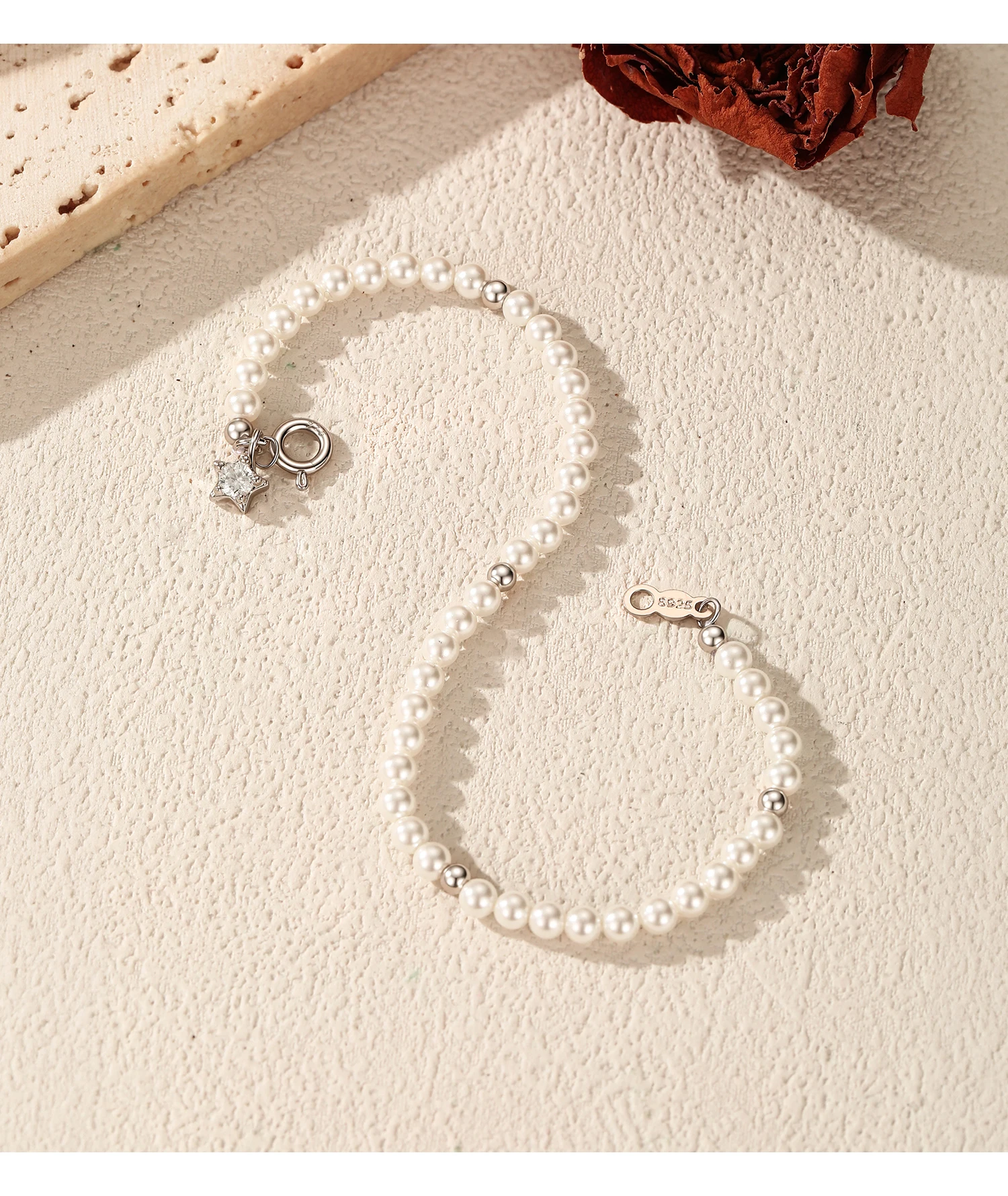 MODIAN Elegant Pearls Beaded Bracelet 925 Sterling Sliver Sweet Shining Star CZ Bracelet For Women Fine Jewelry Gifts