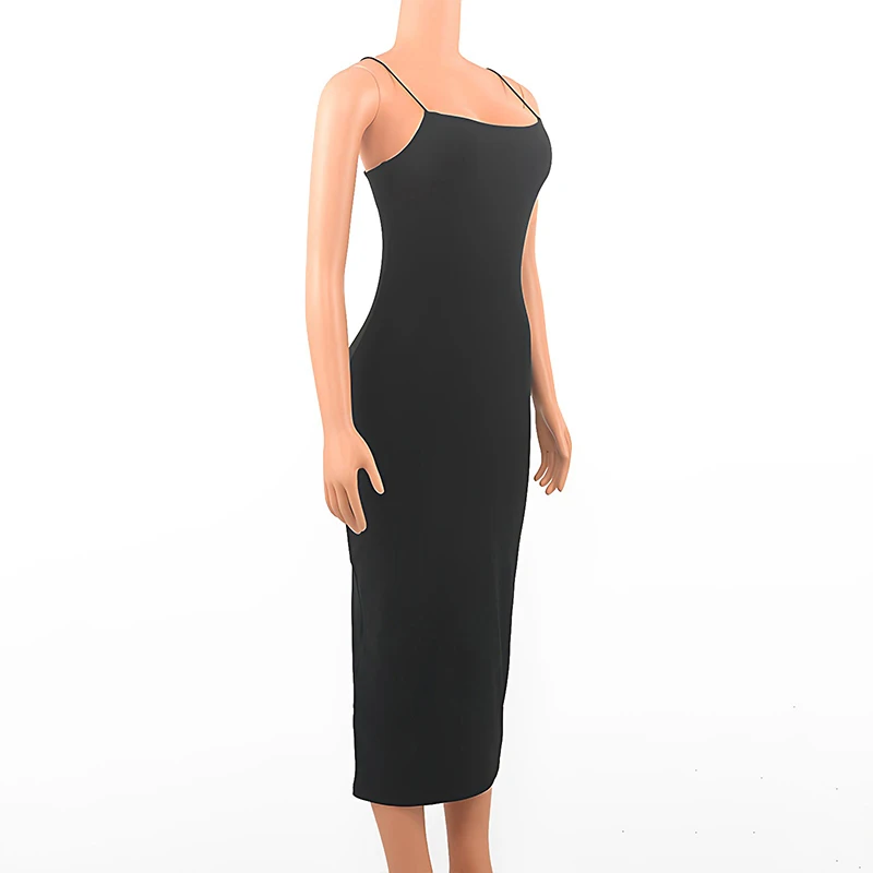 Summer New Strap Dresses Solid Sexy Women Streetwear Sheath Sleeveless Bodycon Dress Casual Elegant Party Ankle-Length Dresses